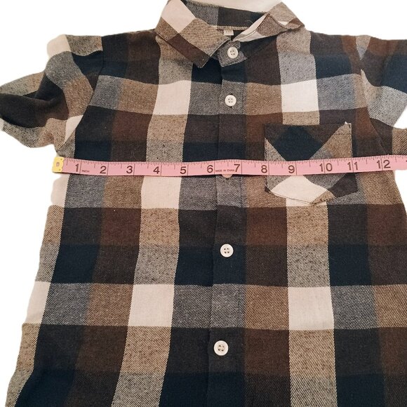 EUC: Boys' sz 3T Black & Brown Flannel Plaid (see description on sz) - Picture 4 of 5